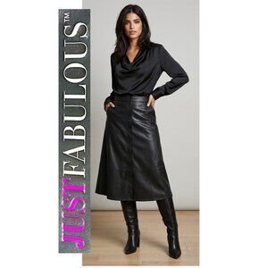 JUSTFABULOUS - Black faux leather midi skirt